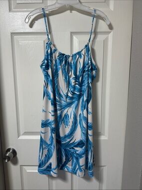 Blue Floral Print Women's Nightdress Slip